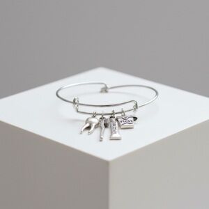 Dentist Hygienist Gift Charm Bracelet Adjustable Bangle Tooth Floss Jewelry